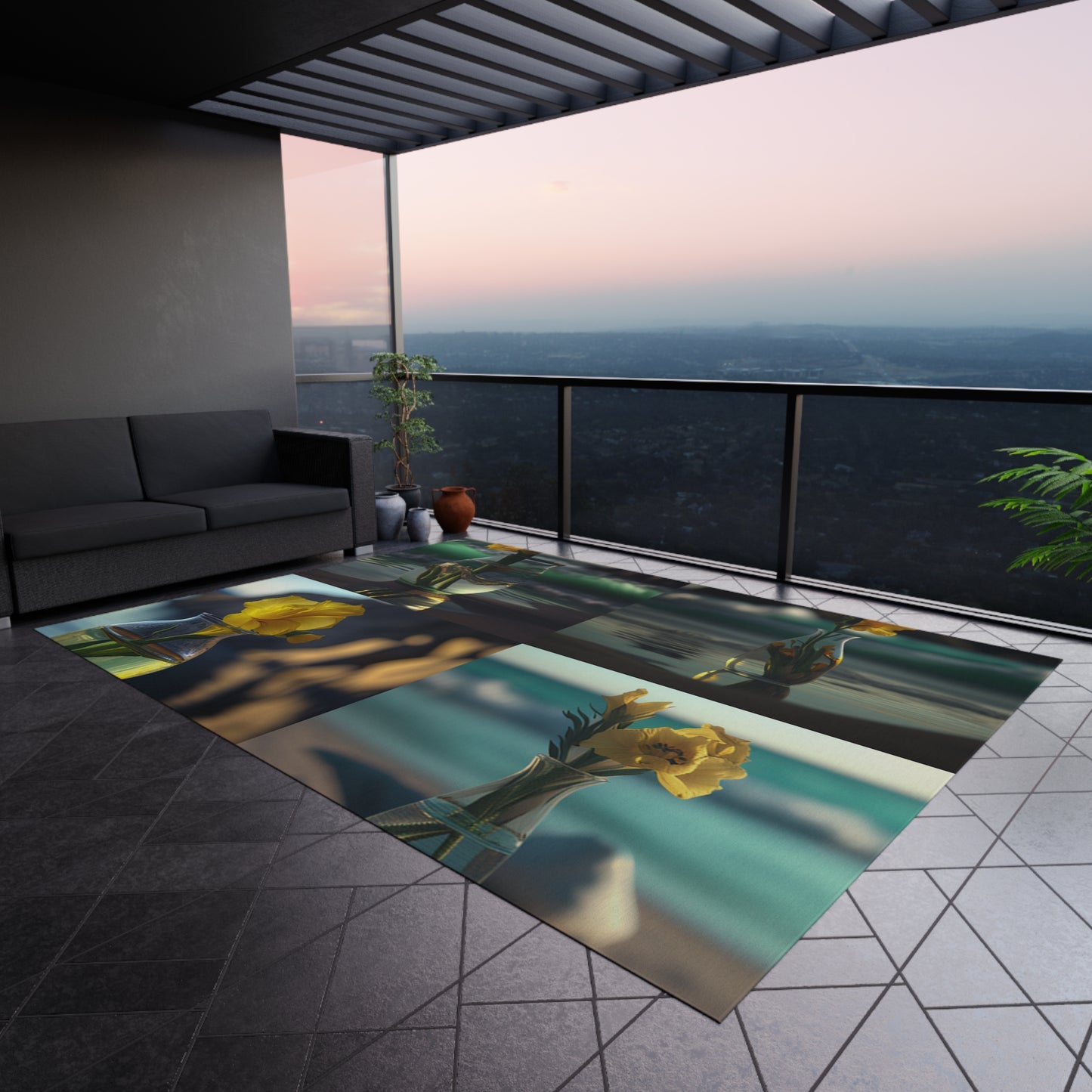 Outdoor Rug Yellow Gladiolus glass 5