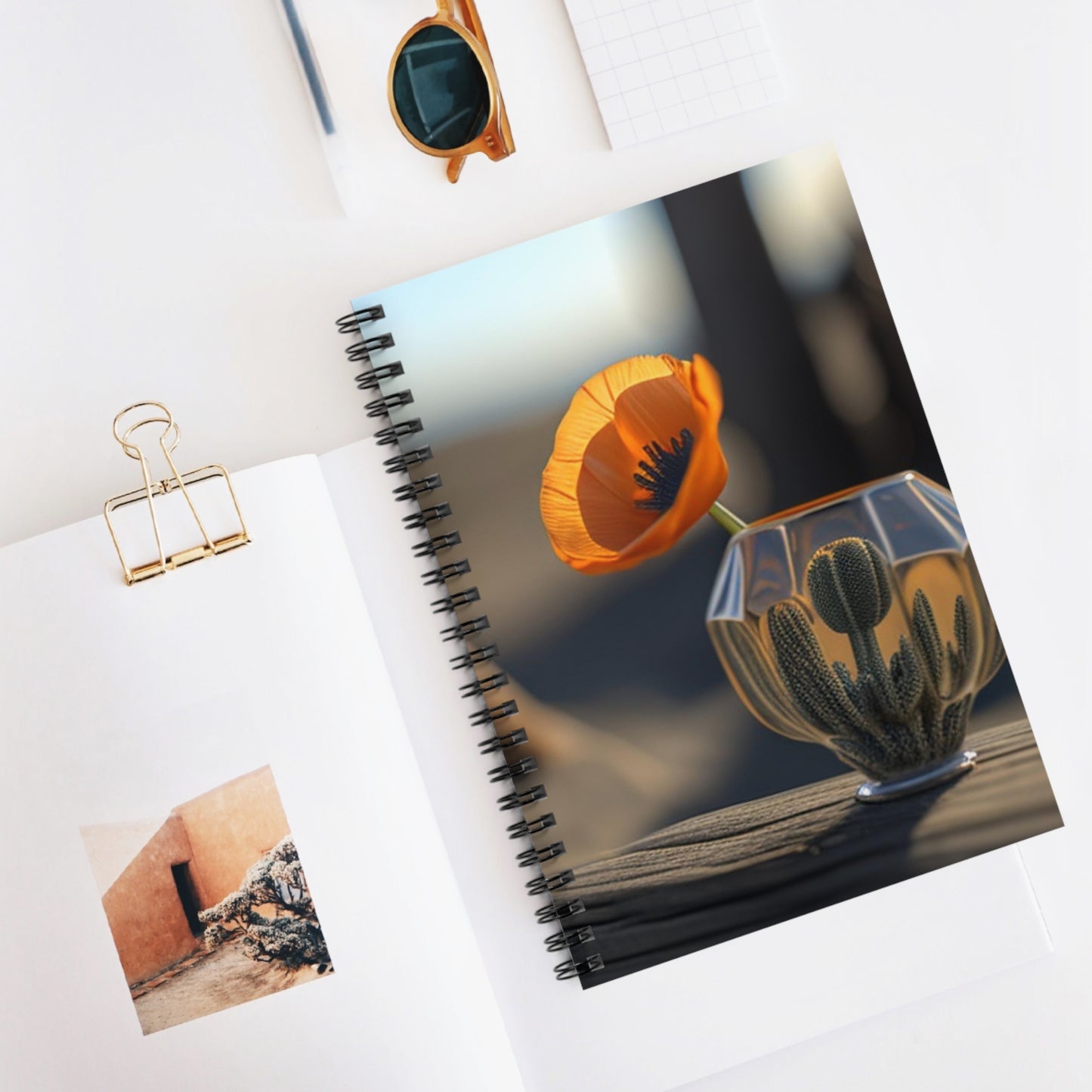 Spiral Notebook - Ruled Line Orange Poppy in a Vase 2