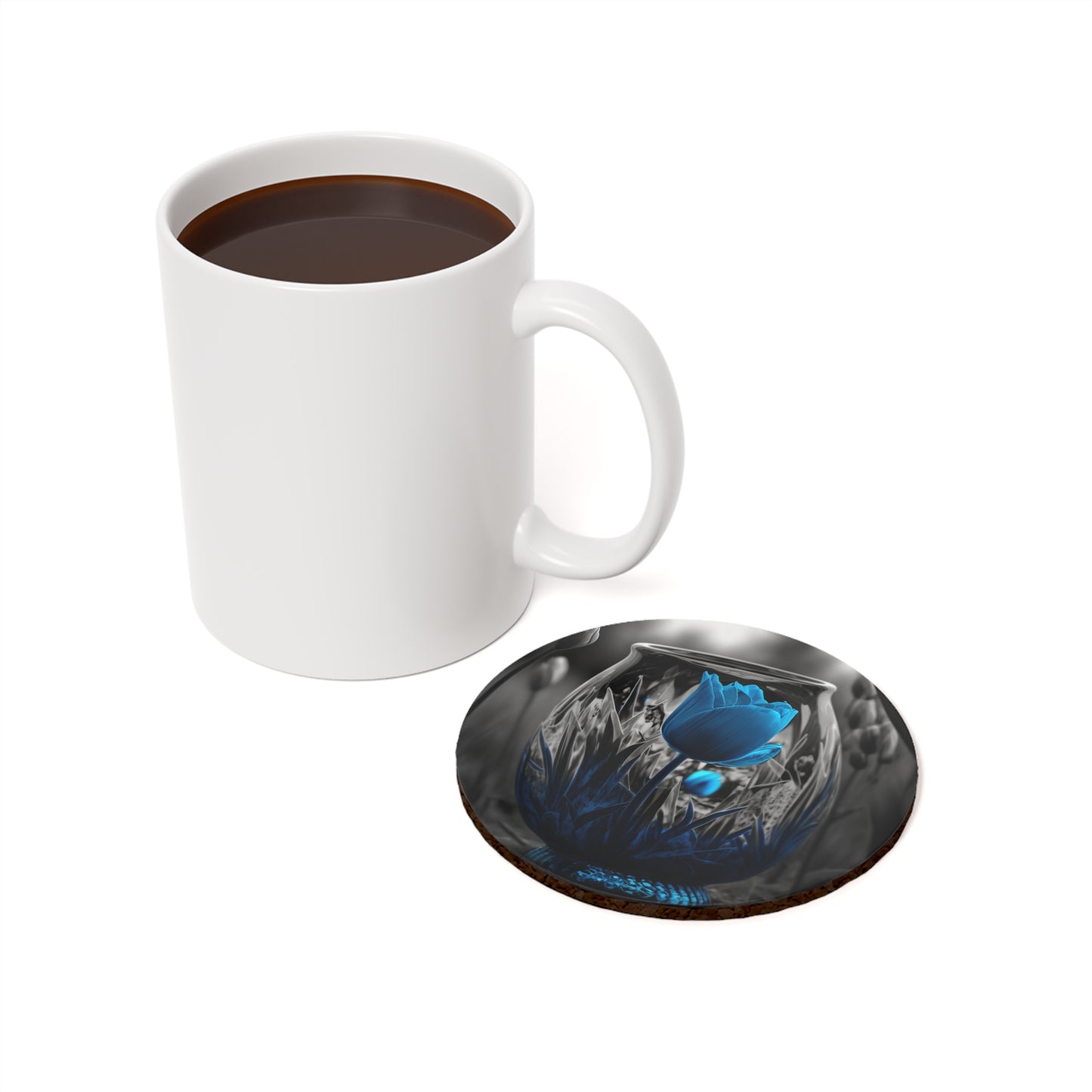 Cork Back Coaster Tulip Blue 6