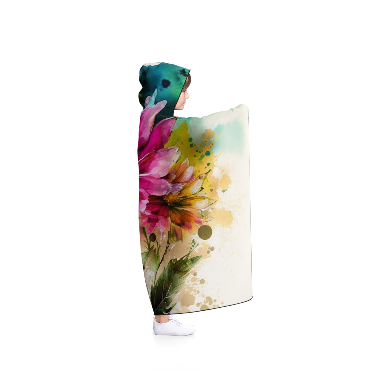 Hooded Blanket Bright Spring Flowers 1