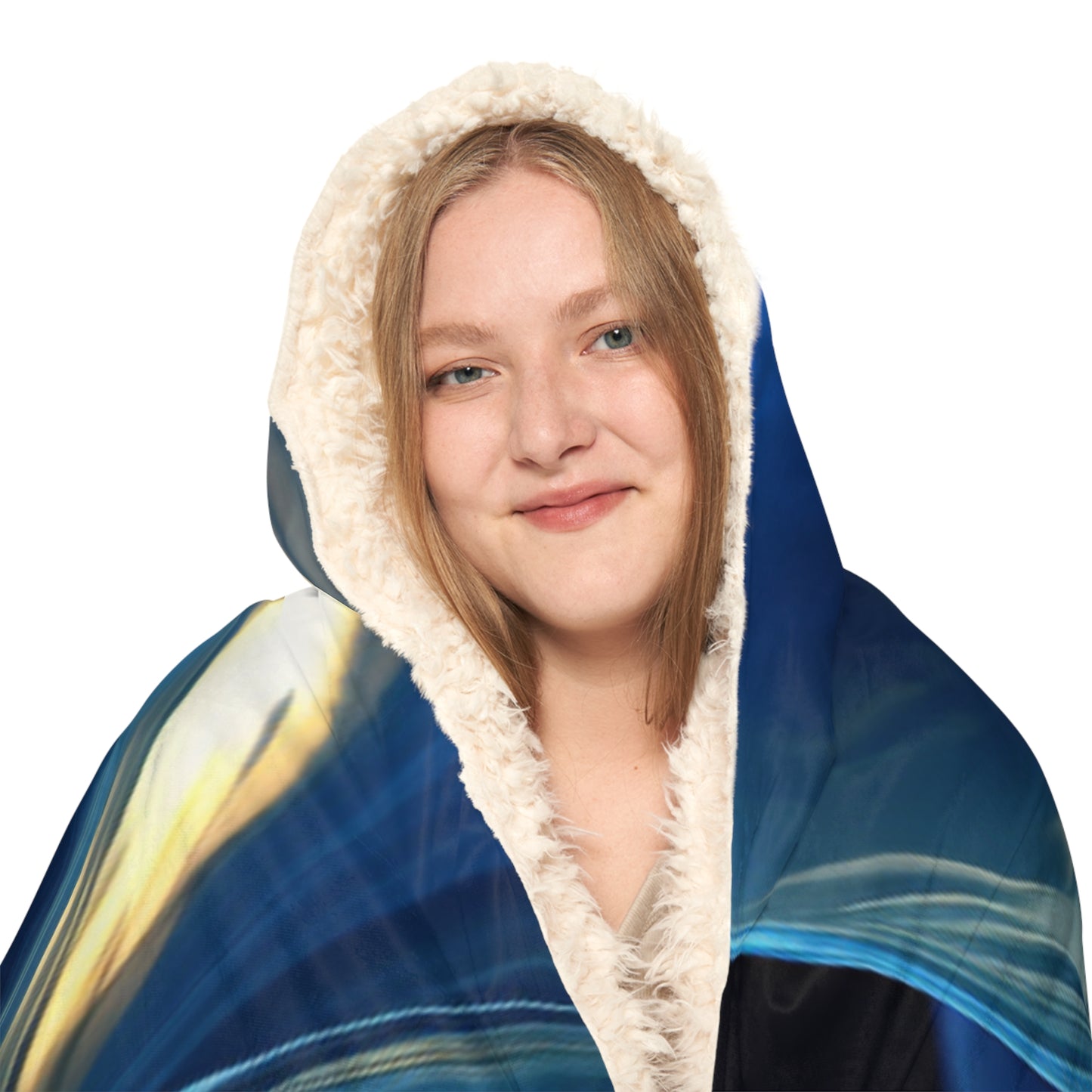 Snuggle Hooded Blanket Abstract Blue Tulip 1