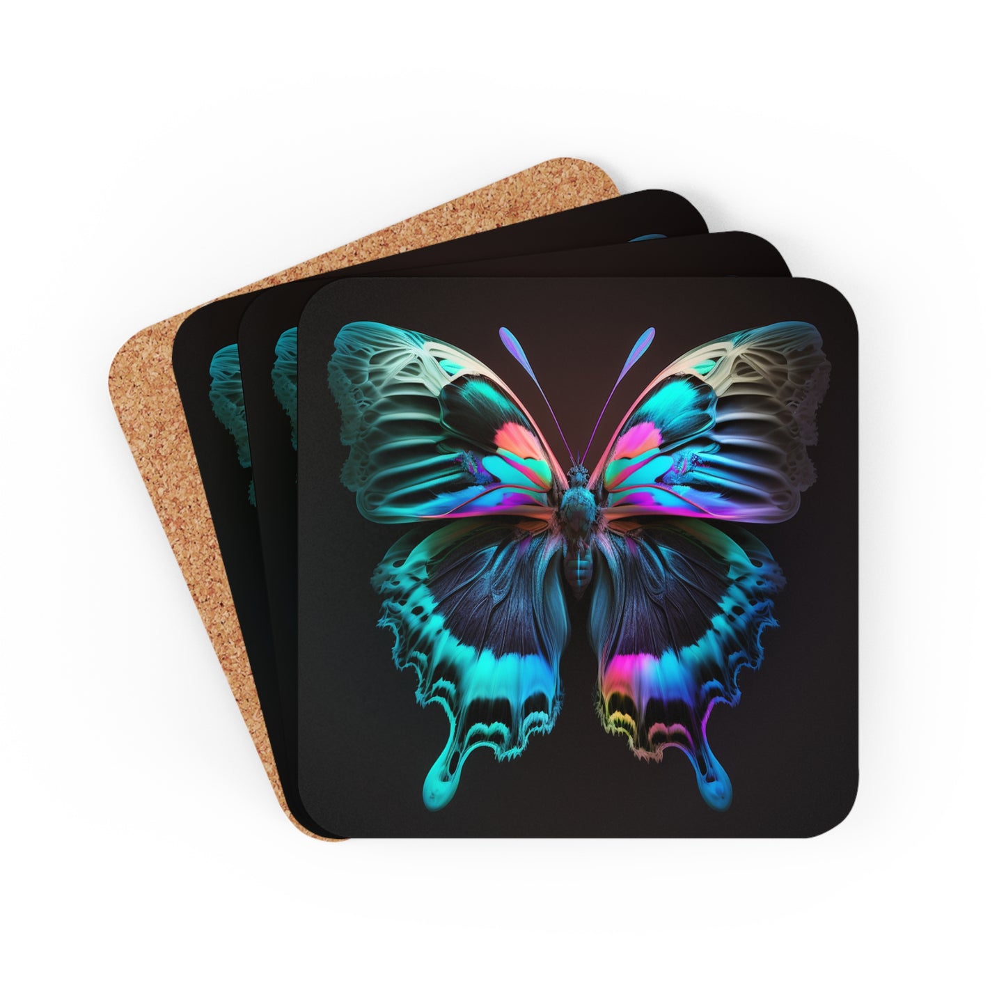 Corkwood Coaster Set Raw Florescent Glow 1