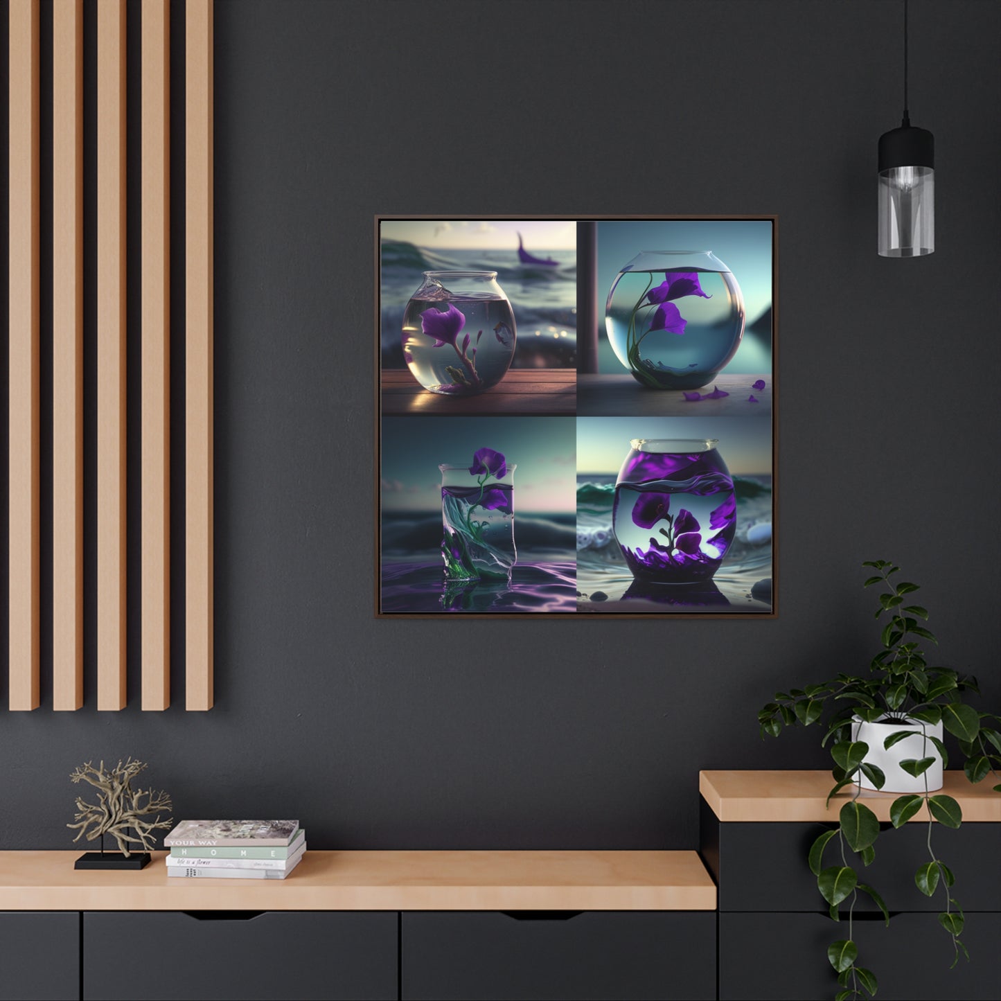 Gallery Canvas Wraps, Square Frame Purple Sweet pea in a vase 5