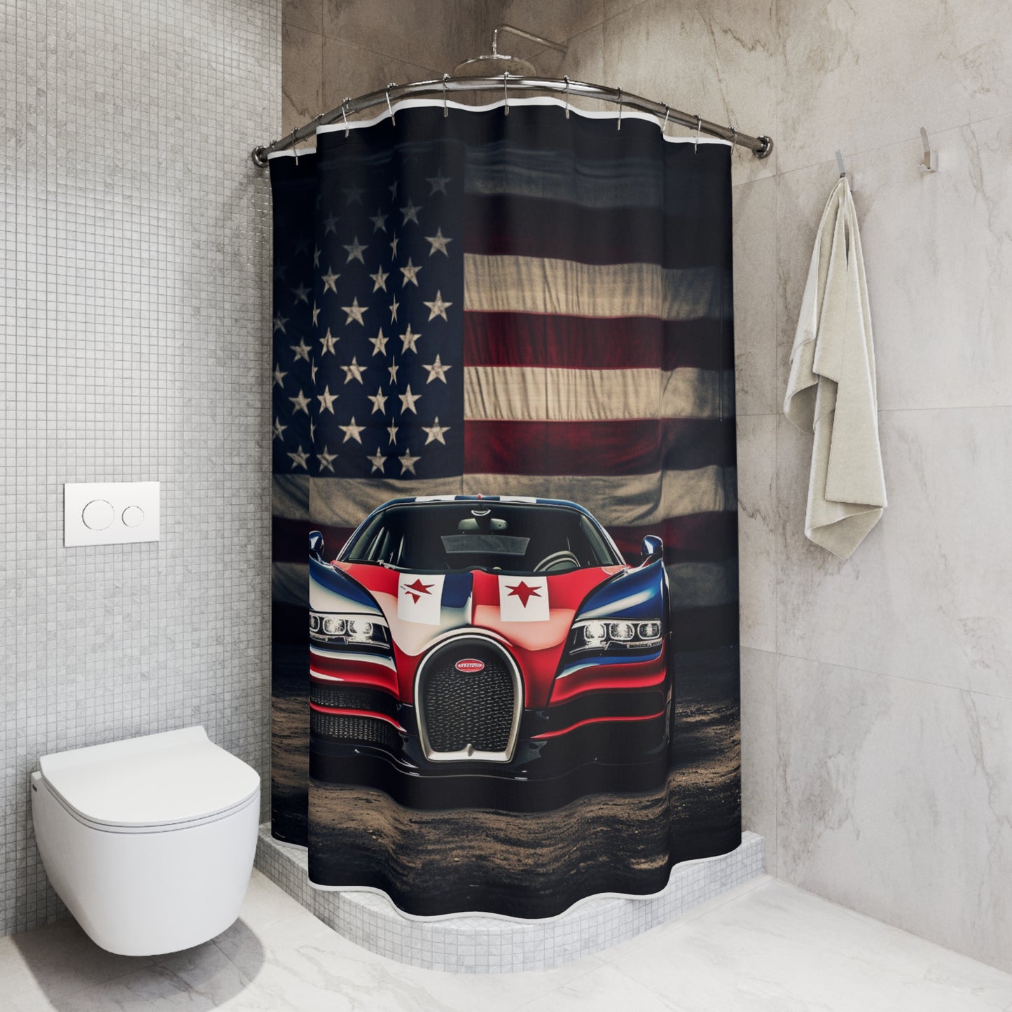 Polyester Shower Curtain Bugatti American Flag 3