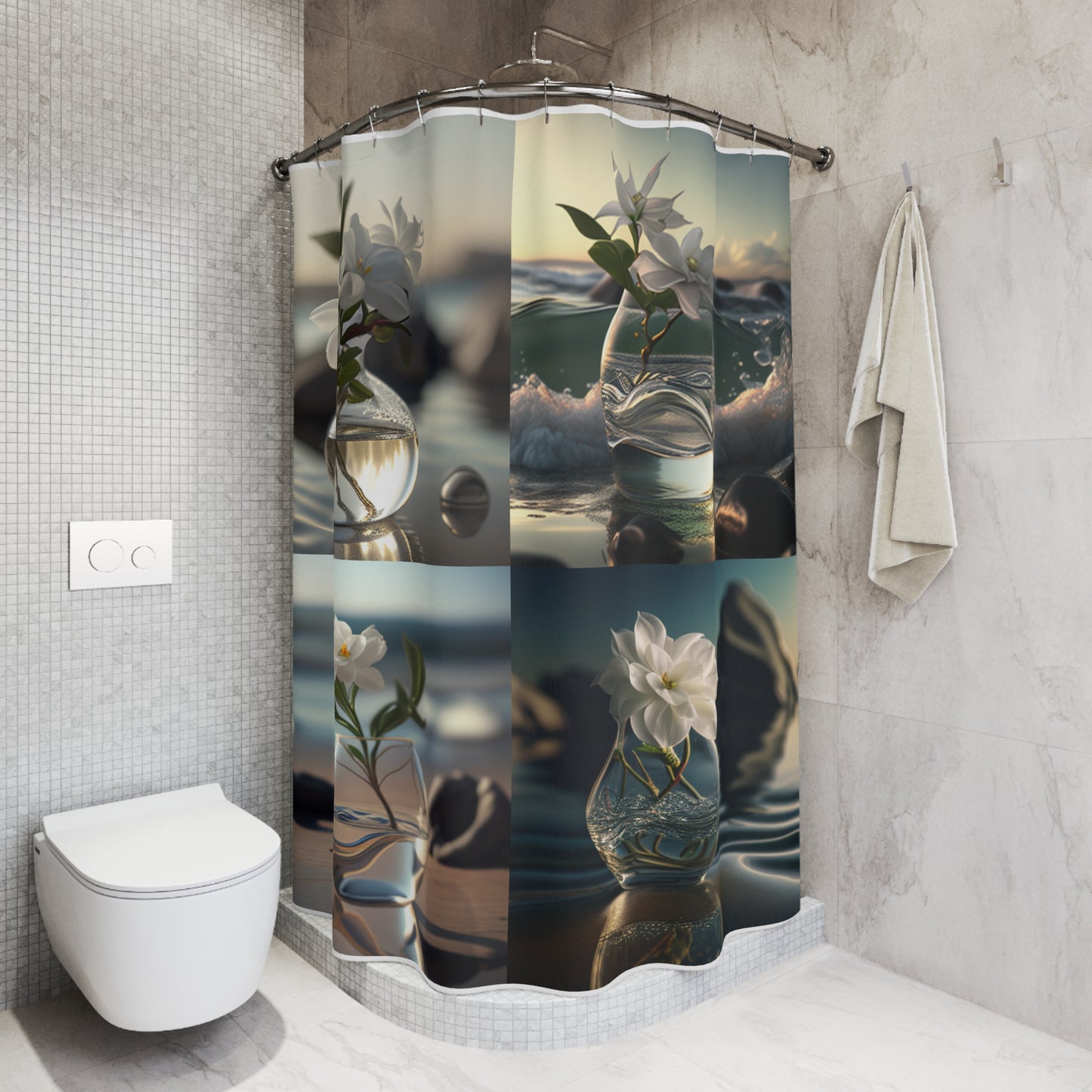 Polyester Shower Curtain Jasmine glass vase 5