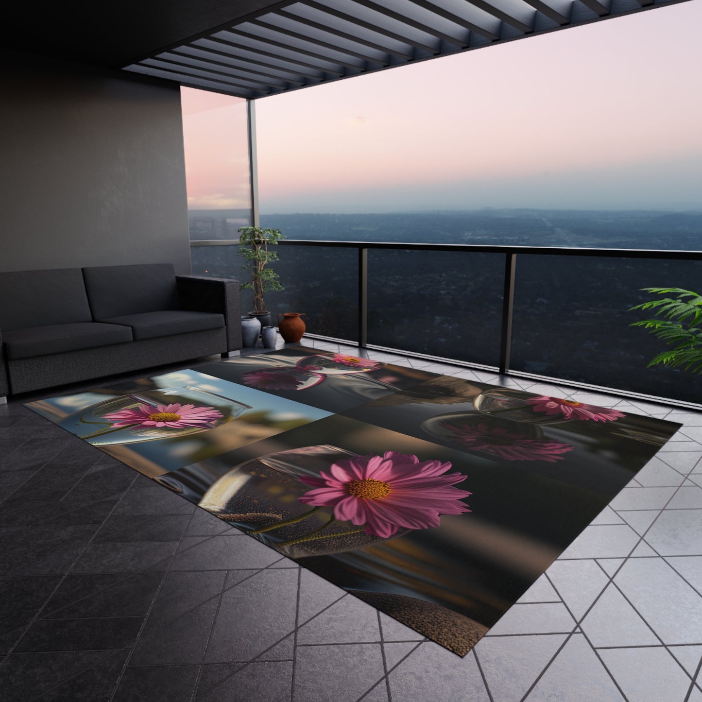 Outdoor Rug Pink Daisy 5