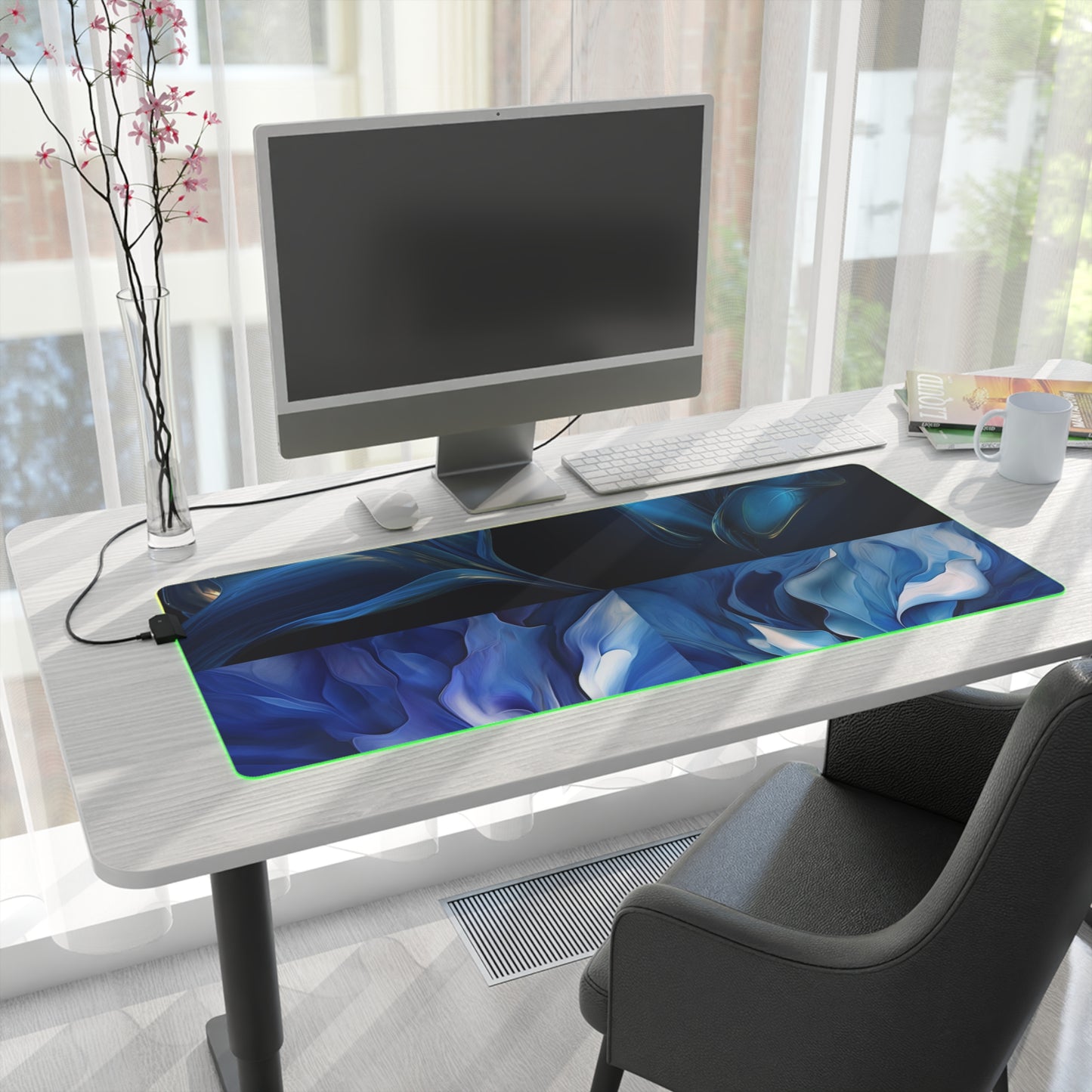 LED Gaming Mouse Pad Abstract Blue Tulip 5