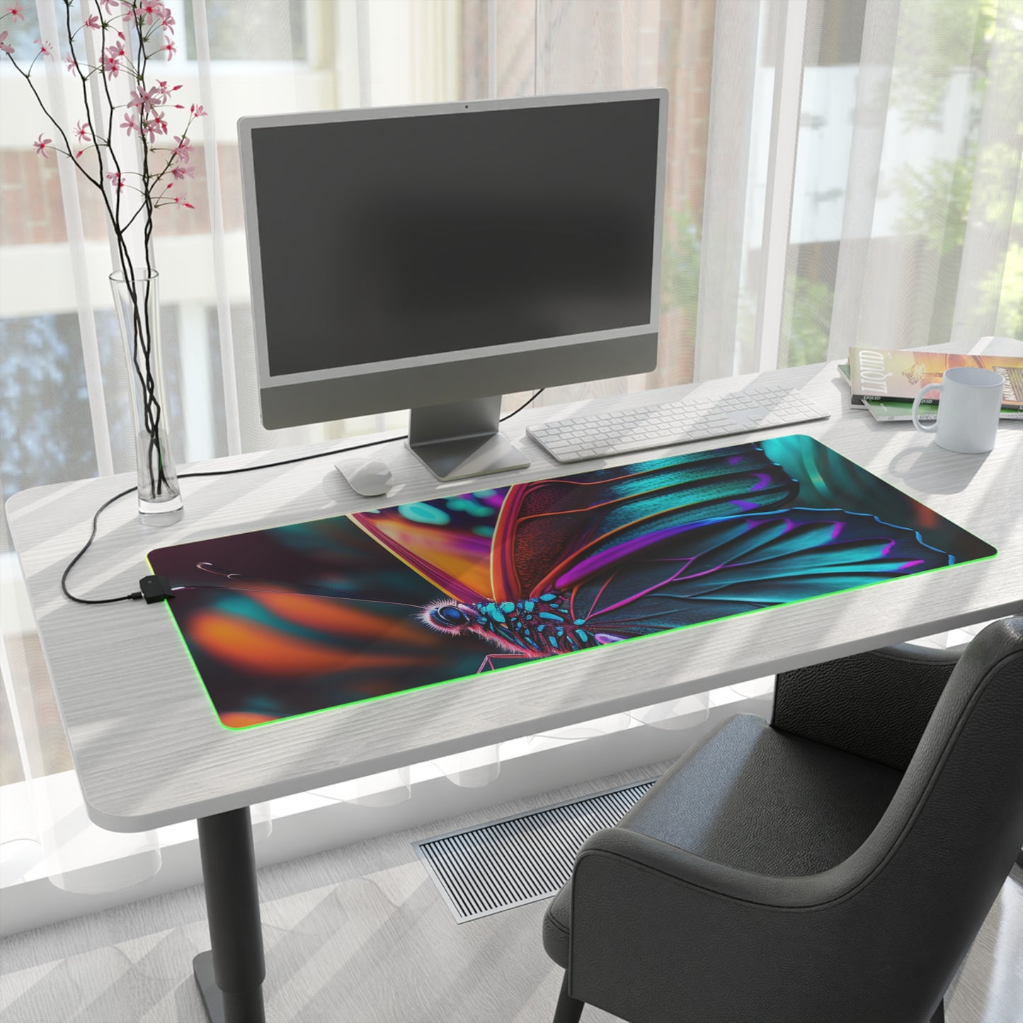 LED Gaming Mouse Pad Neon Butterfly Macro 1