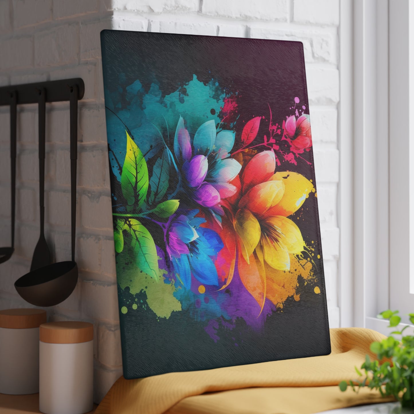 Glass Cutting Board Bright Spring Flowers 3