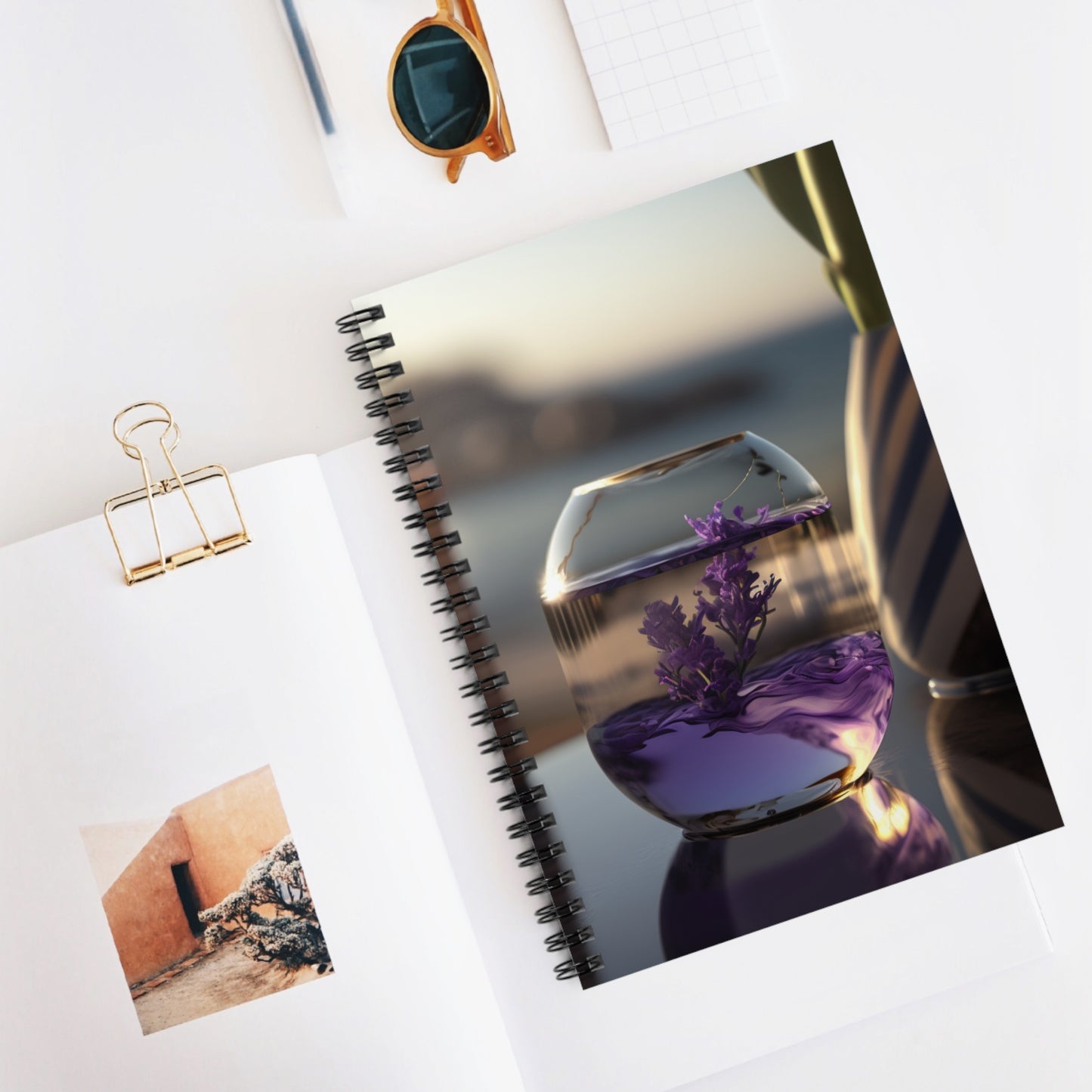 Spiral Notebook - Ruled Line Lavender in a vase 1
