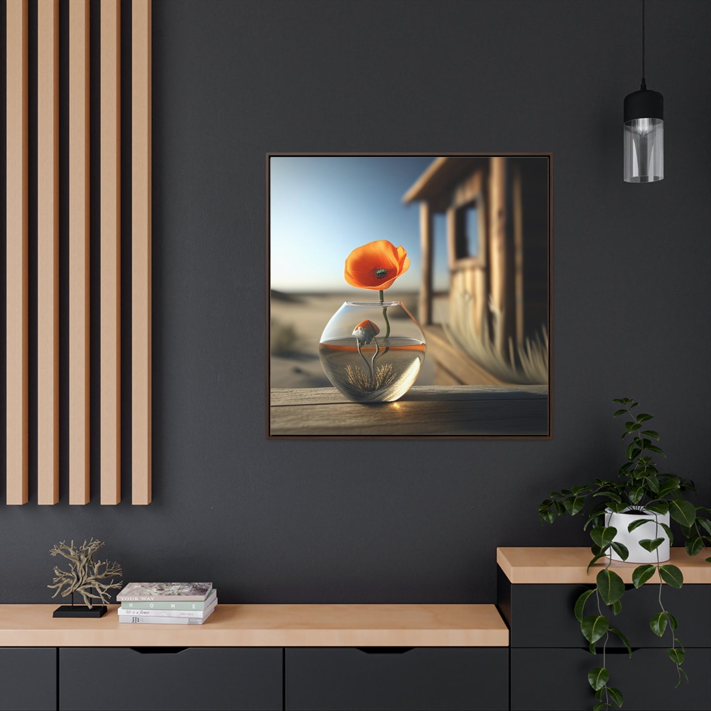 Gallery Canvas Wraps, Square Frame Orange Poppy in a Vase 1