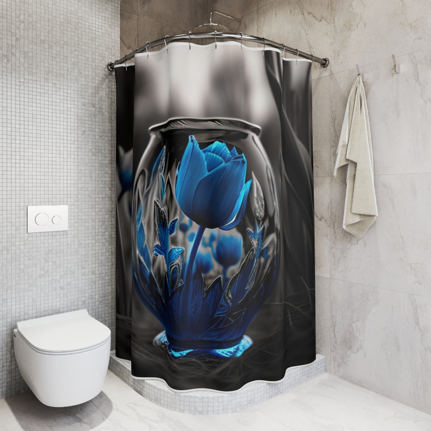 Polyester Shower Curtain Tulip Blue 2
