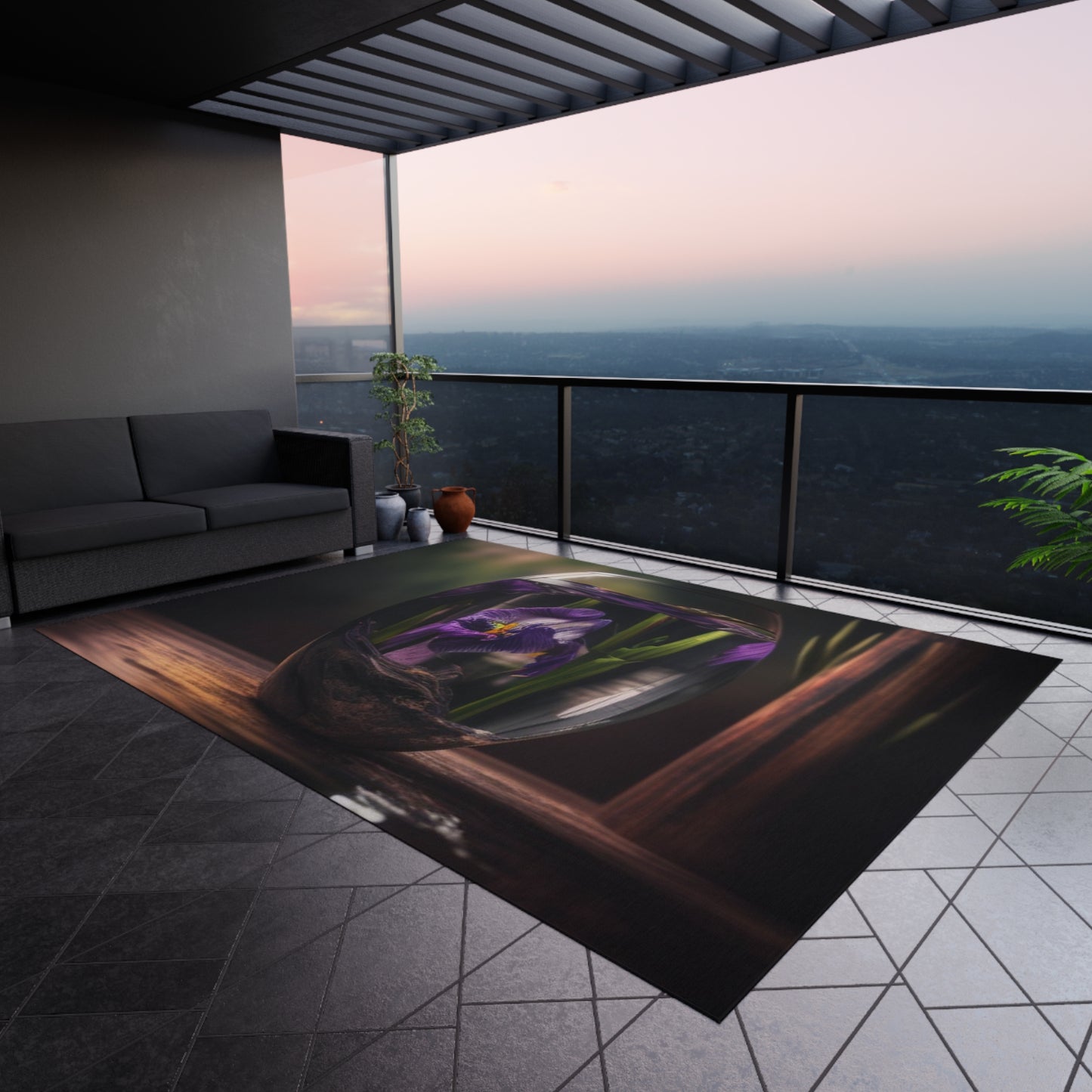 Outdoor Rug Purple Iris in a vase 4