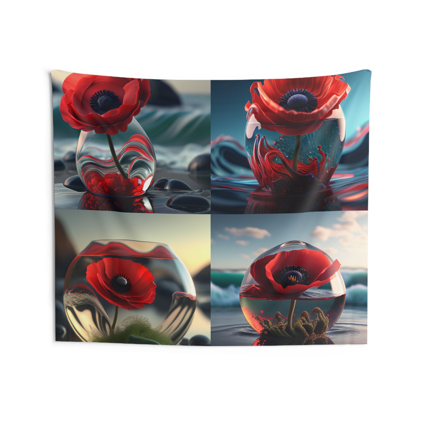 Indoor Wall Tapestries Red Anemone in a Vase 5