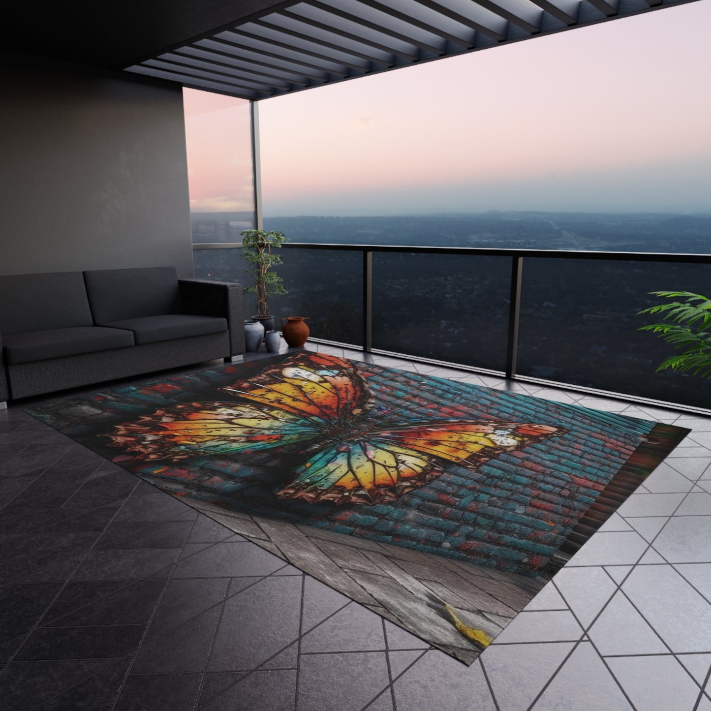 Outdoor Rug Liquid Street Butterfly 2