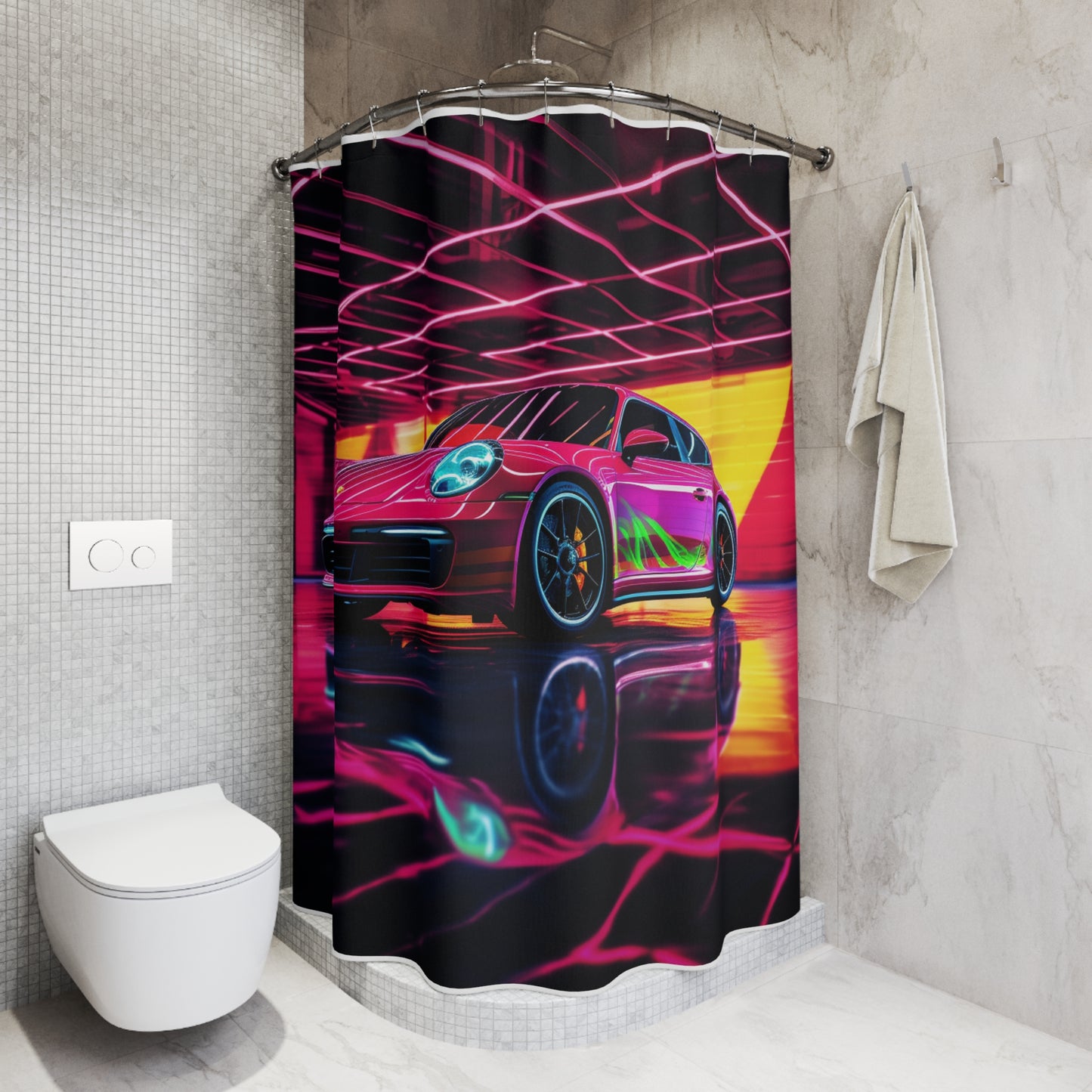 Polyester Shower Curtain Macro Porsche 3