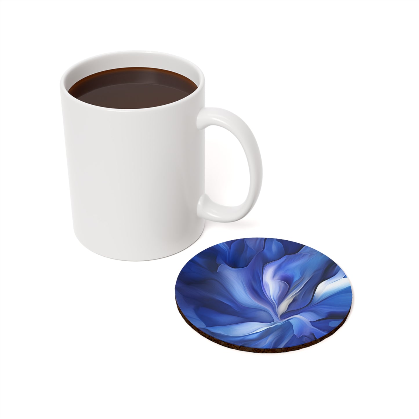 Cork Back Coaster Abstract Blue Tulip 3