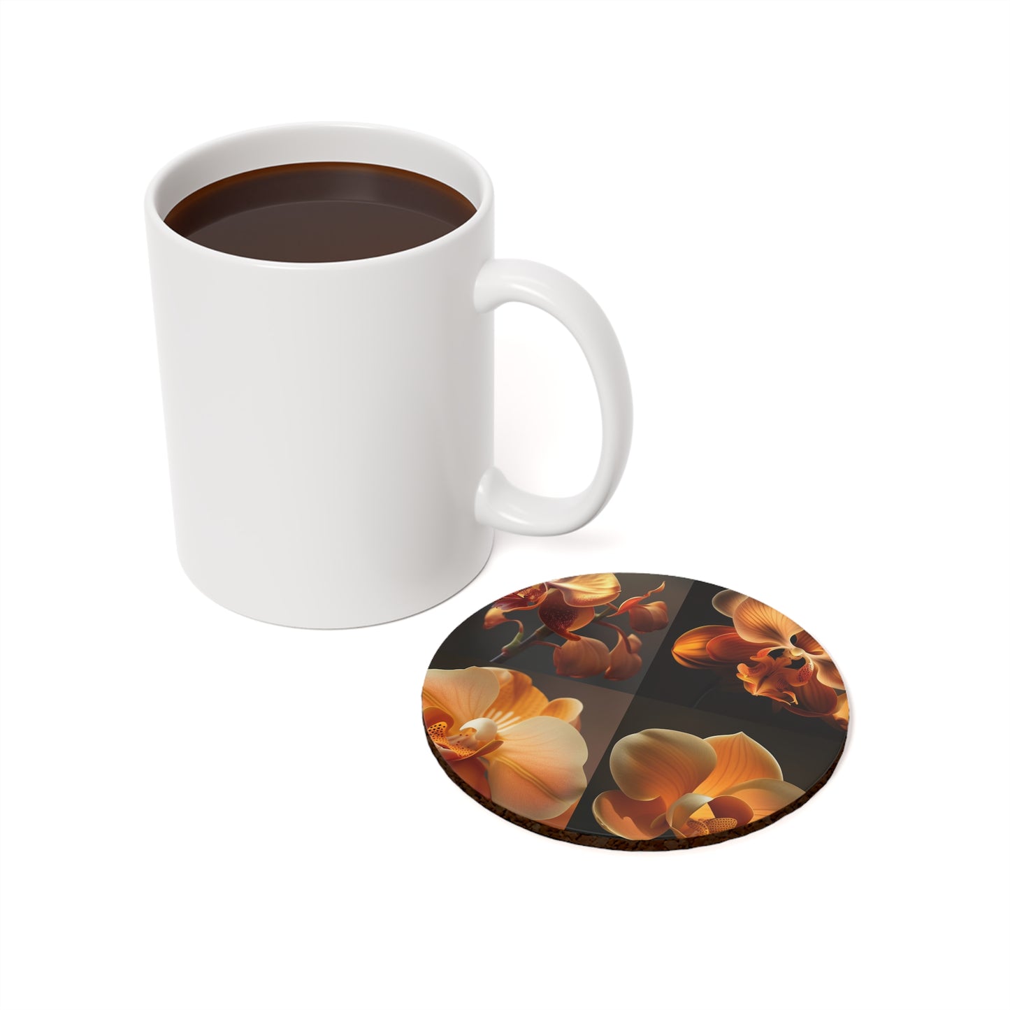 Cork Back Coaster Orange Orchid 5