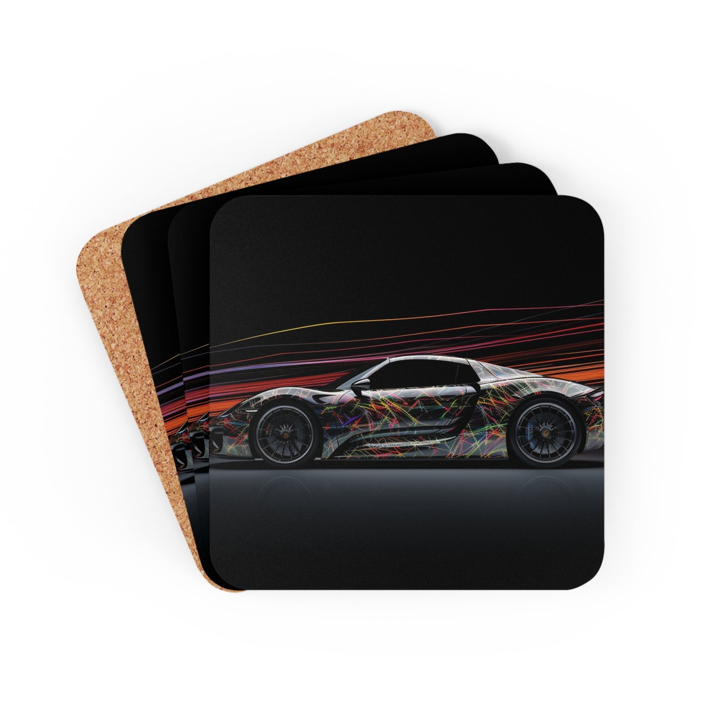 Corkwood Coaster Set Porsche Line 4