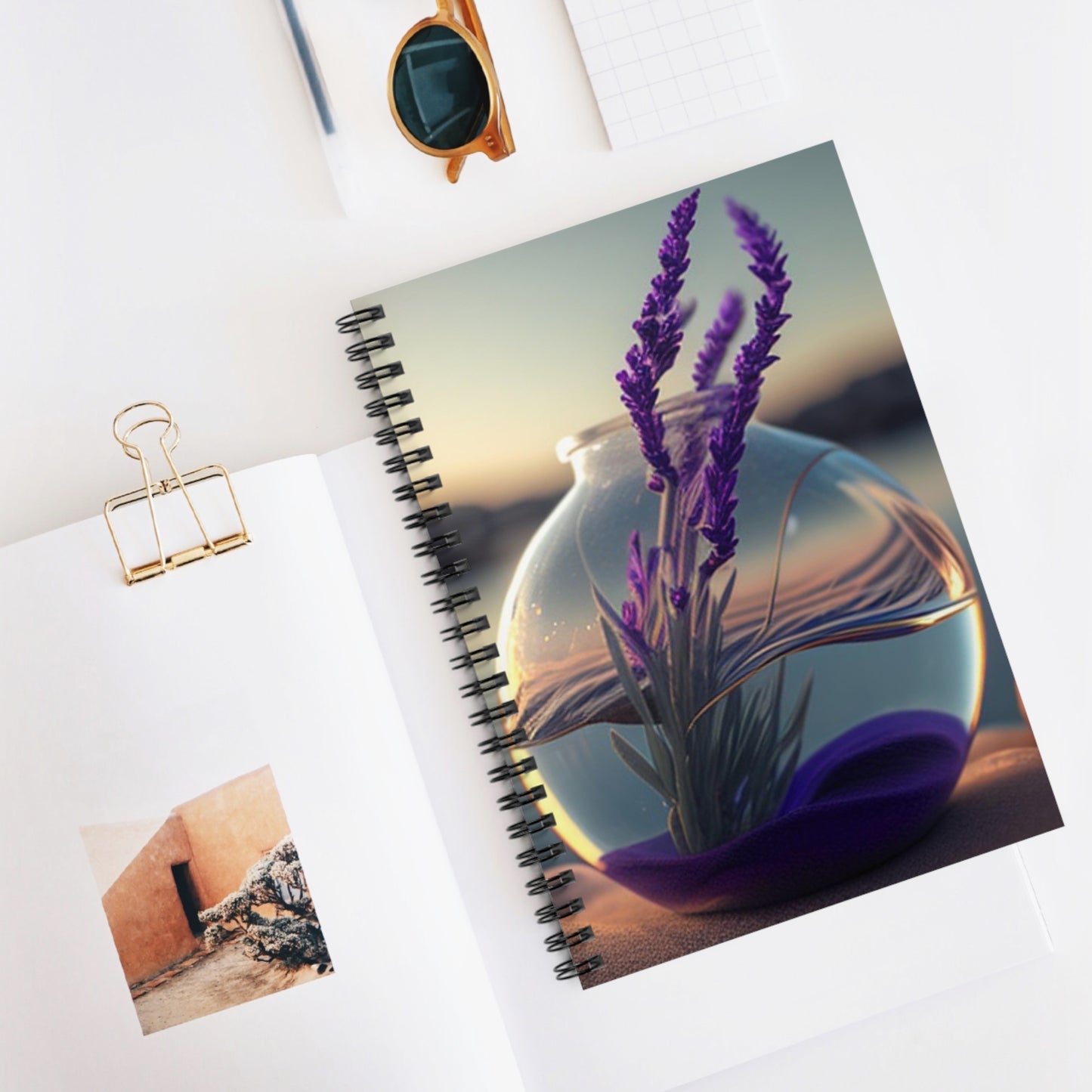 Spiral Notebook - Ruled Line Lavender in a vase 3