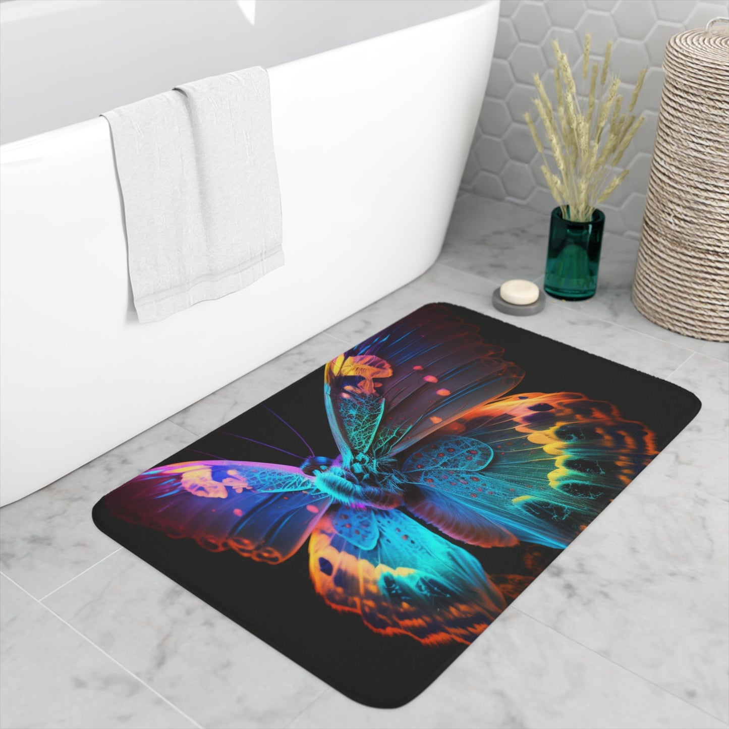 Memory Foam Bath Mat Raw Hyper Color Butterfly 4