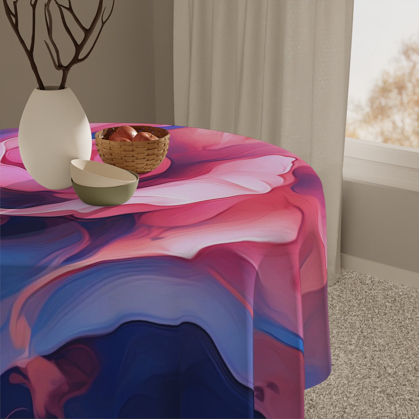 Tablecloth Pink & Blue Tulip Rose 1