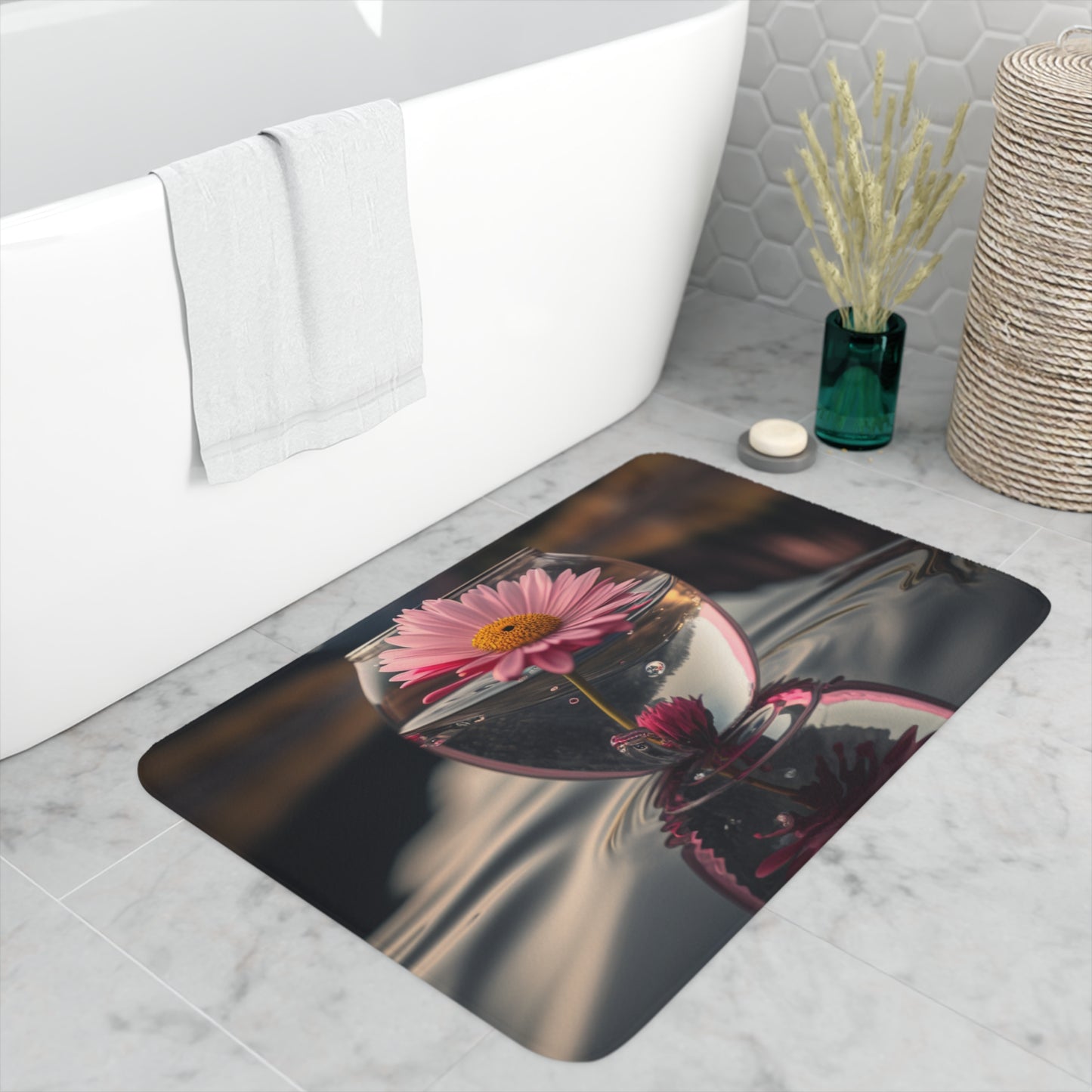 Memory Foam Bath Mat Daisy in a vase 3