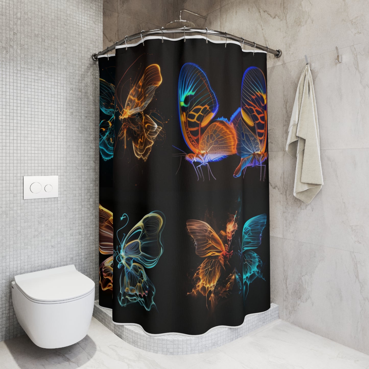Polyester Shower Curtain Neon Glo Butterfly 5