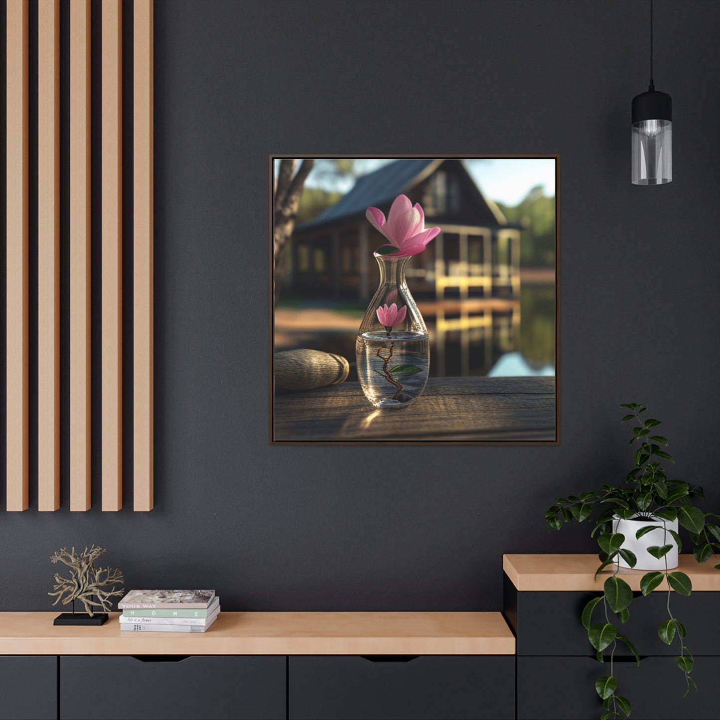 Gallery Canvas Wraps, Square Frame Magnolia in a Glass vase 4