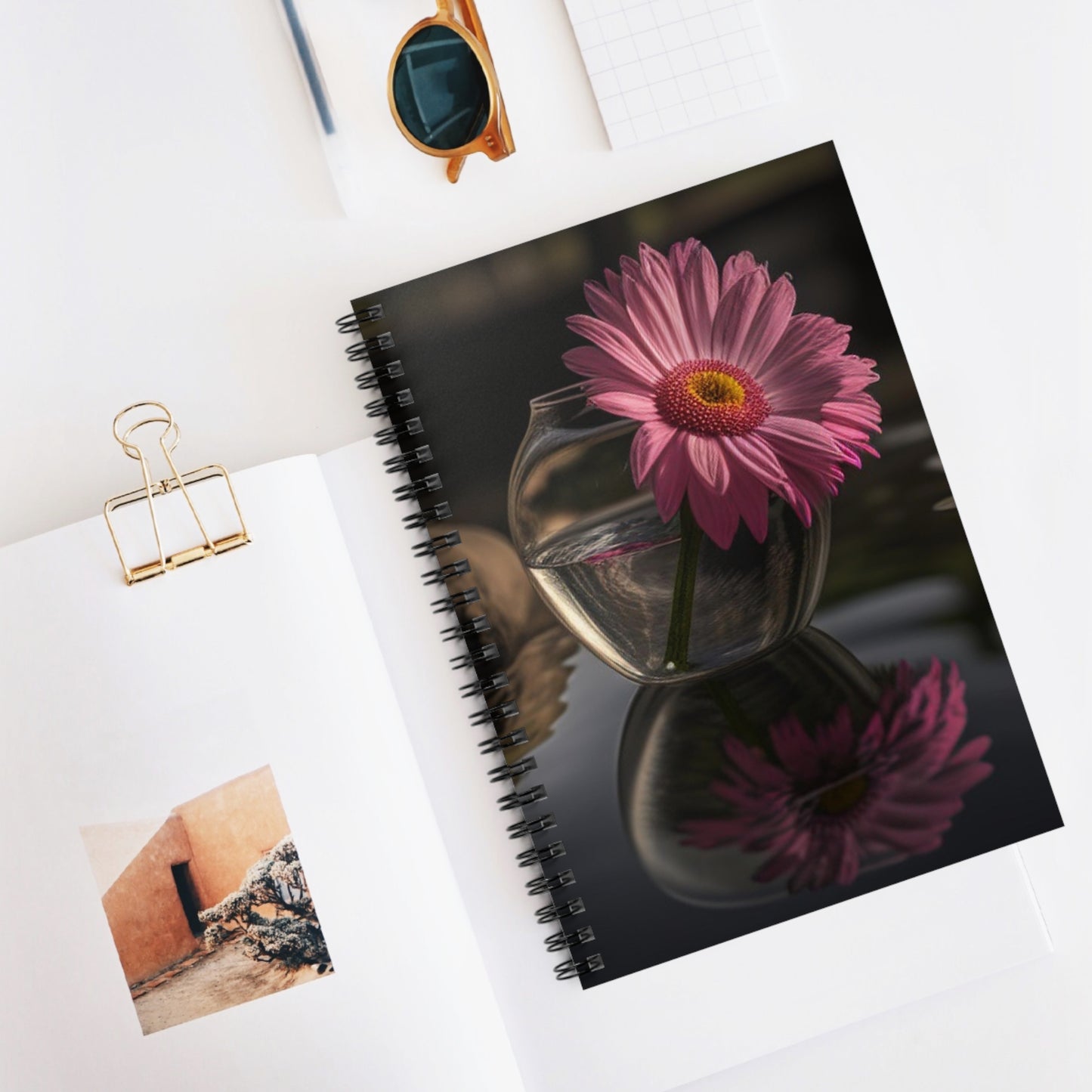 Spiral Notebook - Ruled Line Pink Daisy 2