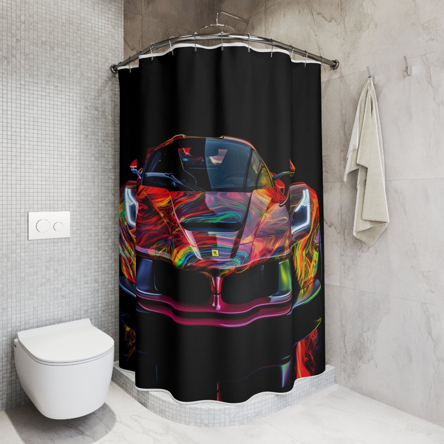 Polyester Shower Curtain Ferrari Neon 3