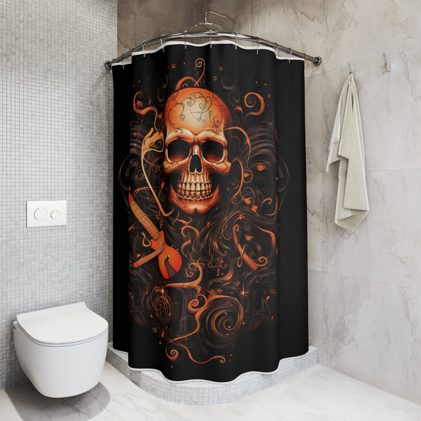 Polyester Shower Curtain Skull Treble Clef 4