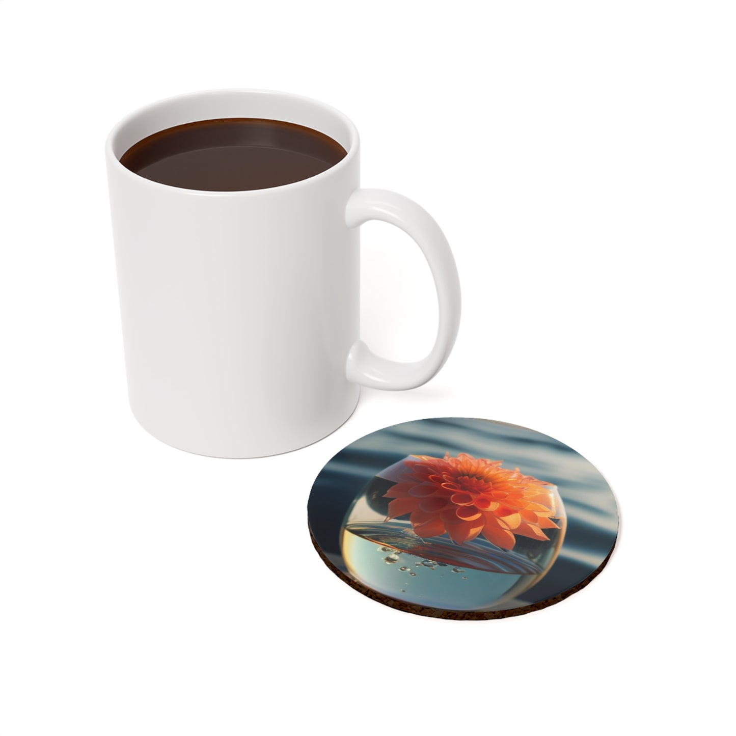 Cork Back Coaster Dahlia Orange 2