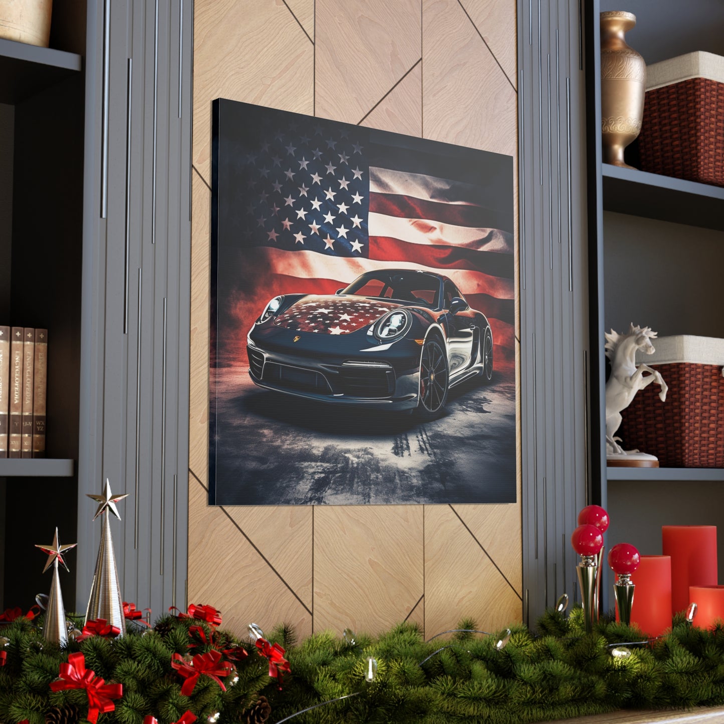 Canvas Gallery Wraps Abstract American Flag Background Porsche 2