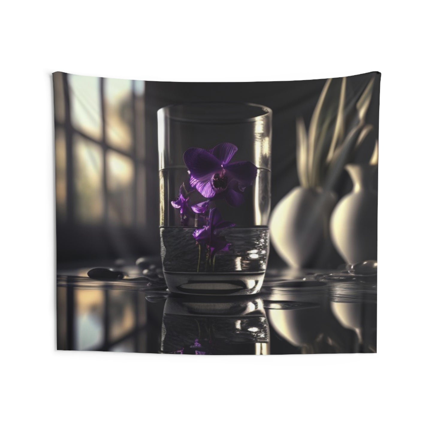 Indoor Wall Tapestries Purple Orchid Glass vase 4