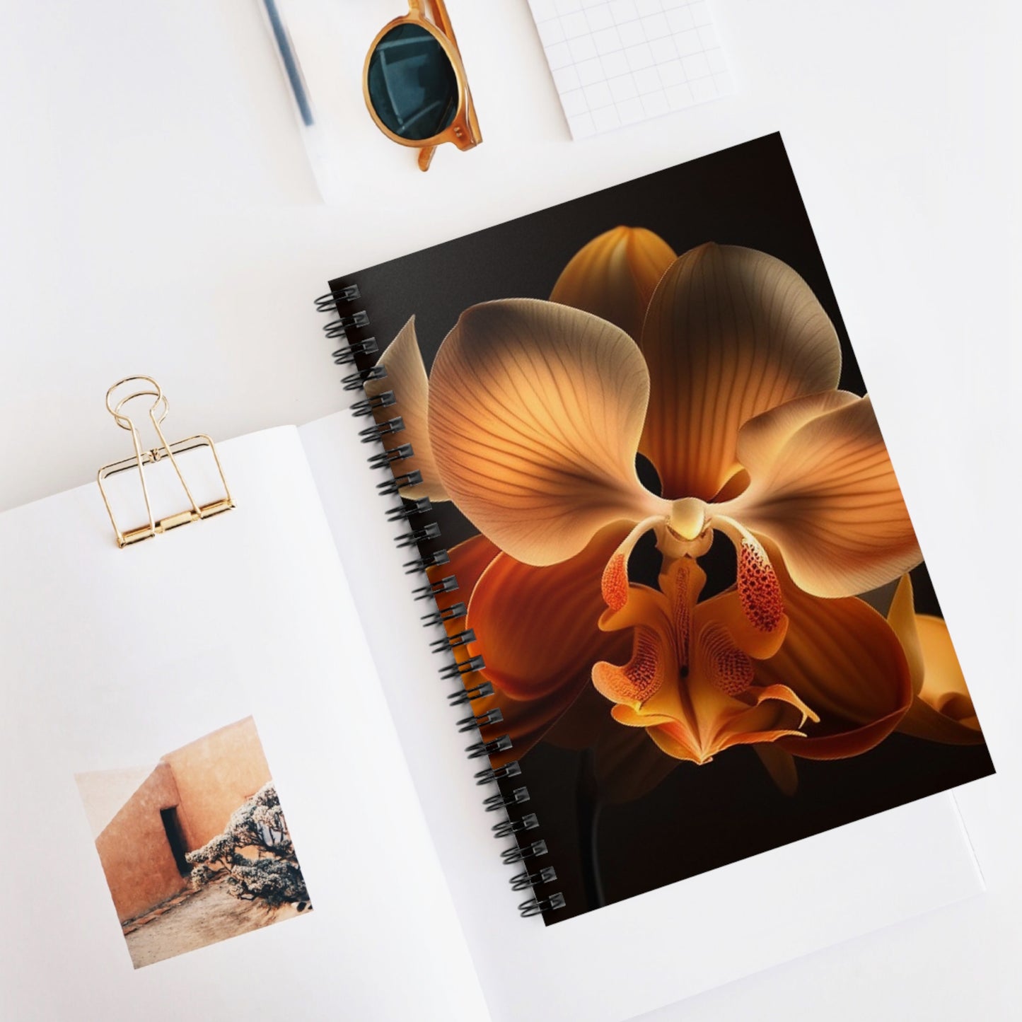 Spiral Notebook - Ruled Line Orange Orchid 2
