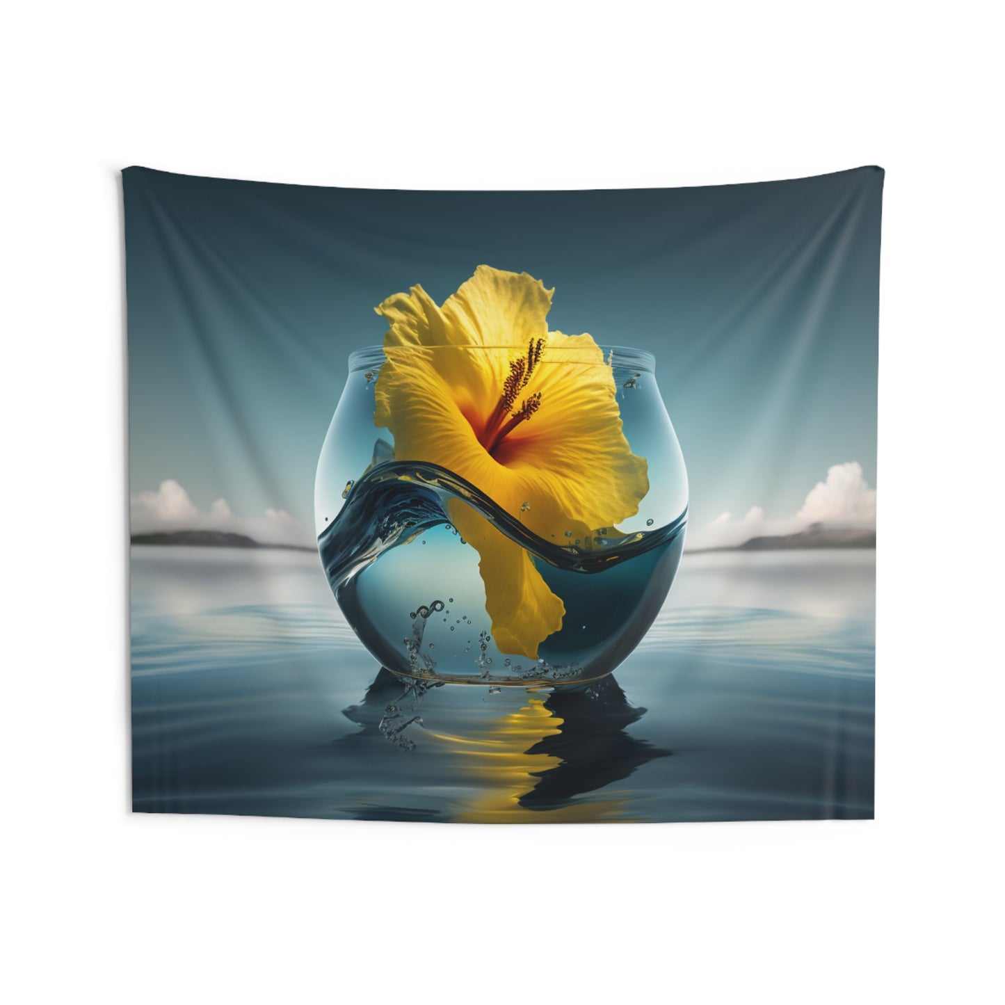 Indoor Wall Tapestries Yellow Hibiscus glass 4