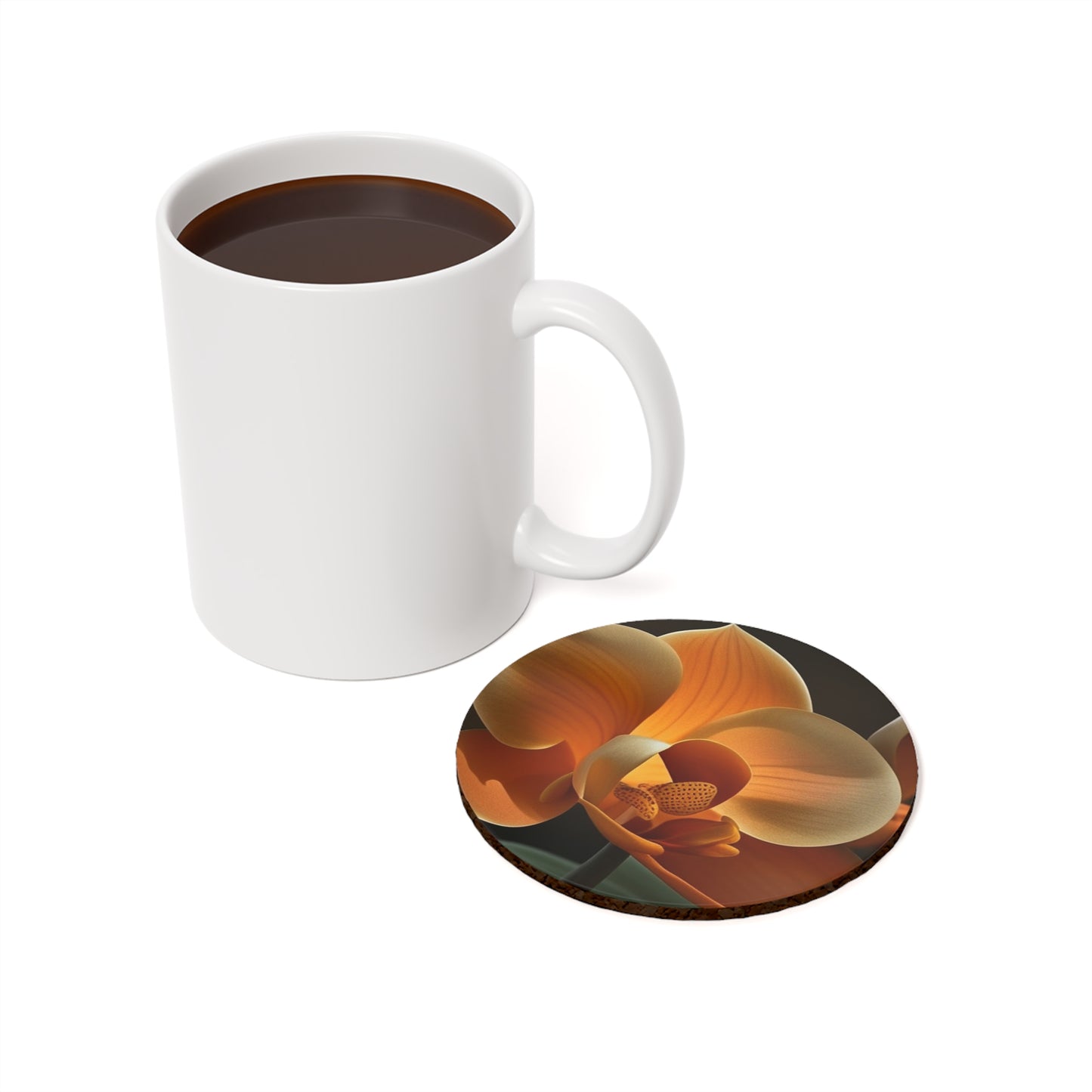 Cork Back Coaster Orange Orchid 4