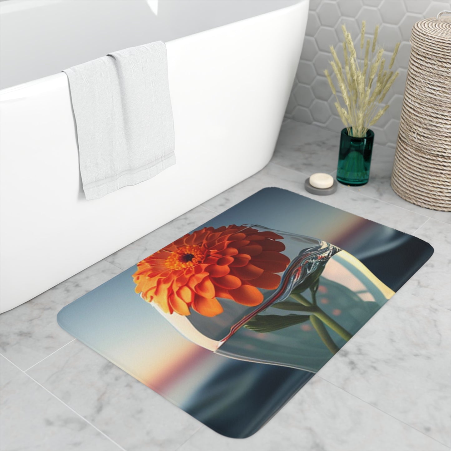 Memory Foam Bath Mat Orange Zinnia 4