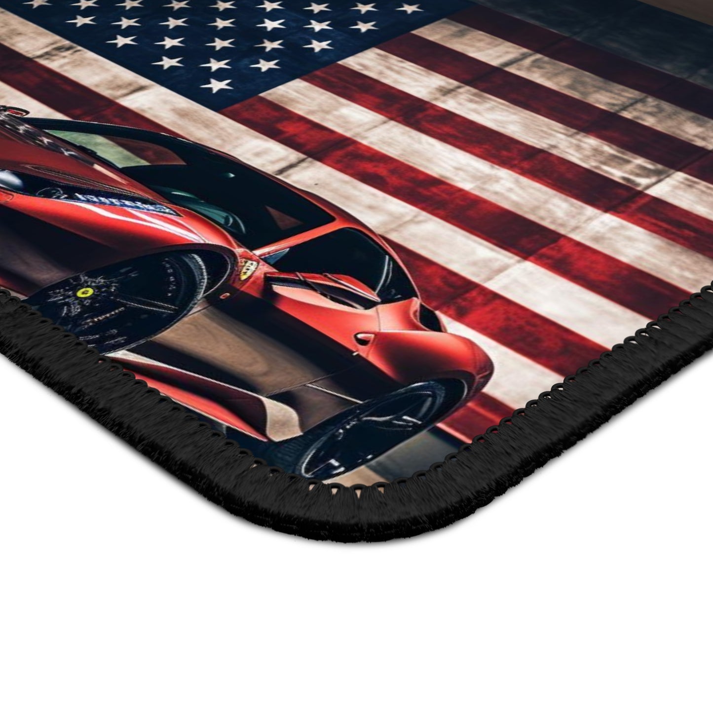 Gaming Mouse Pad American Flag Background Ferrari 5
