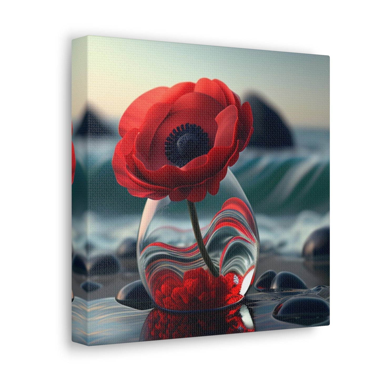 Canvas Gallery Wraps Red Anemone in a Vase 1