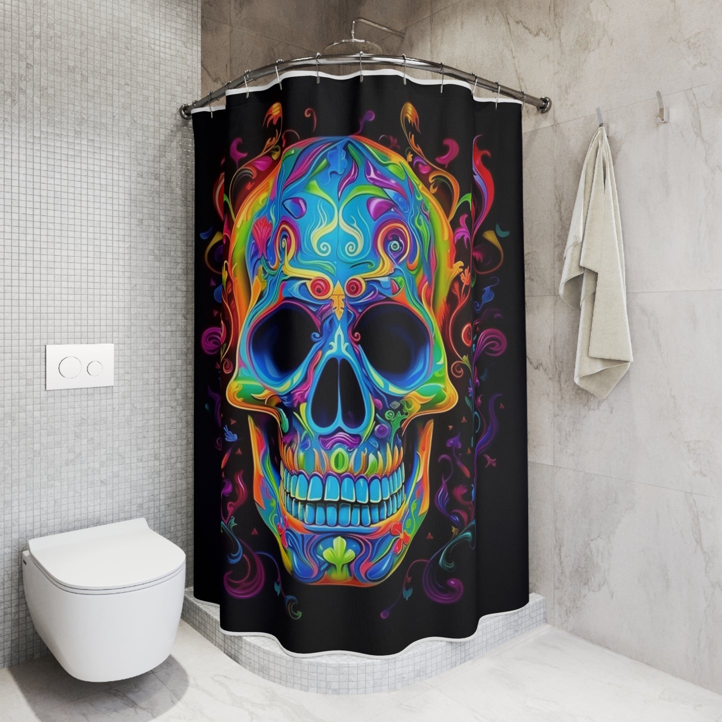 Polyester Shower Curtain Macro Skull Color 4