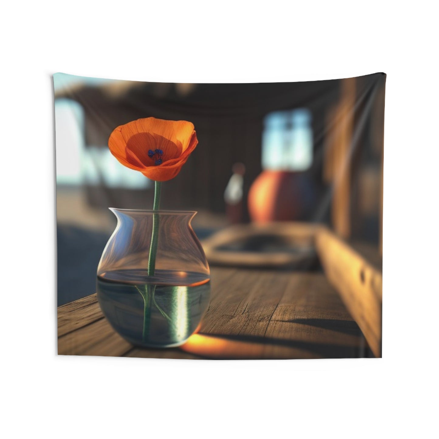 Indoor Wall Tapestries Poppy in a Glass Vase 2