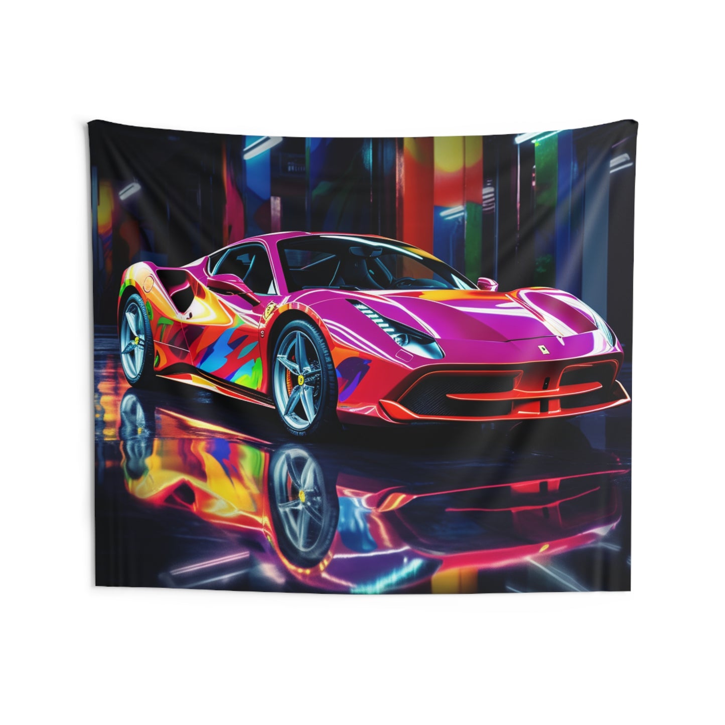 Indoor Wall Tapestries Pink Macro Ferrari 1