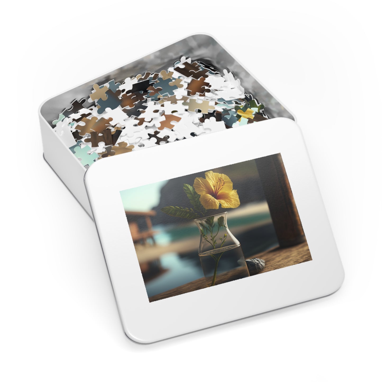 Jigsaw Puzzle (30, 110, 252, 500,1000-Piece) Yellow Hibiscus Wood 4