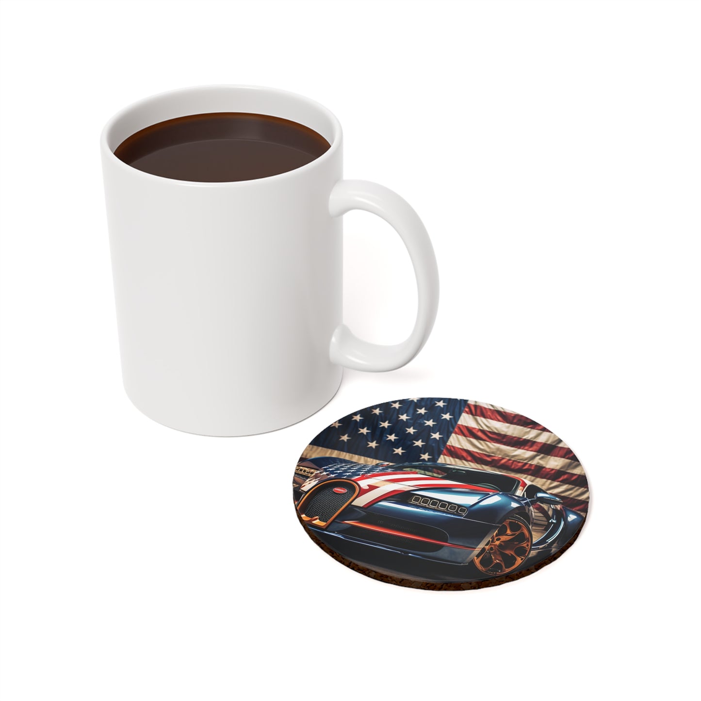 Cork Back Coaster Bugatti Flag American 4
