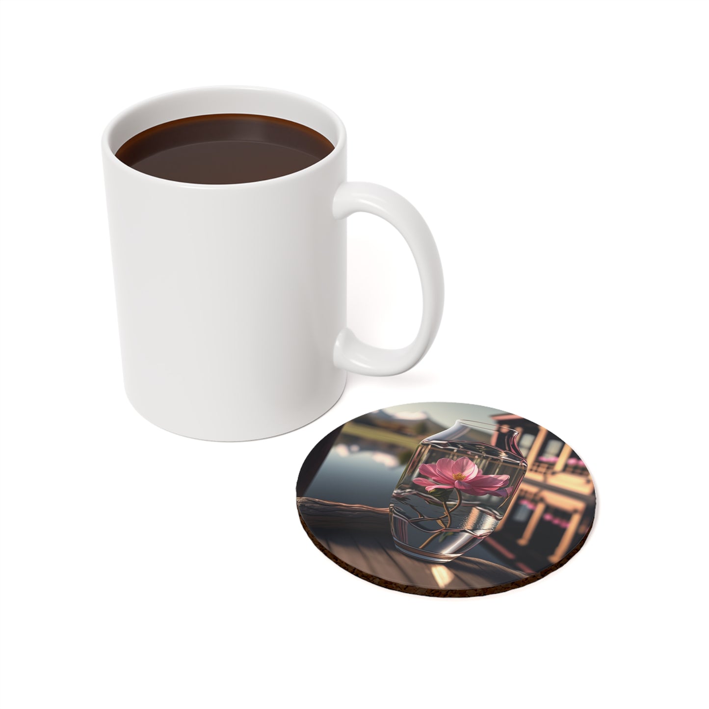 Cork Back Coaster Pink Magnolia 1