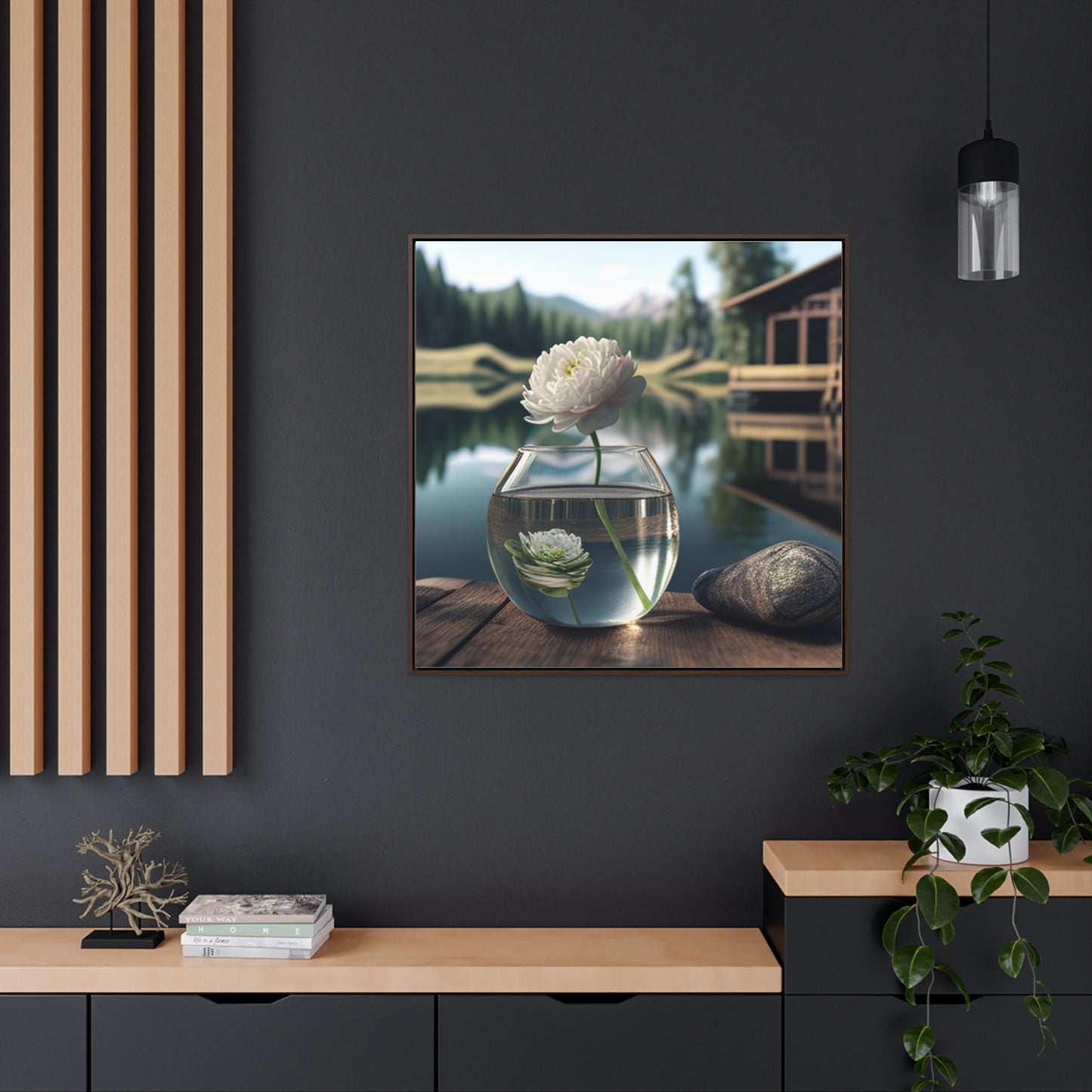 Gallery Canvas Wraps, Square Frame White Peony glass vase 2