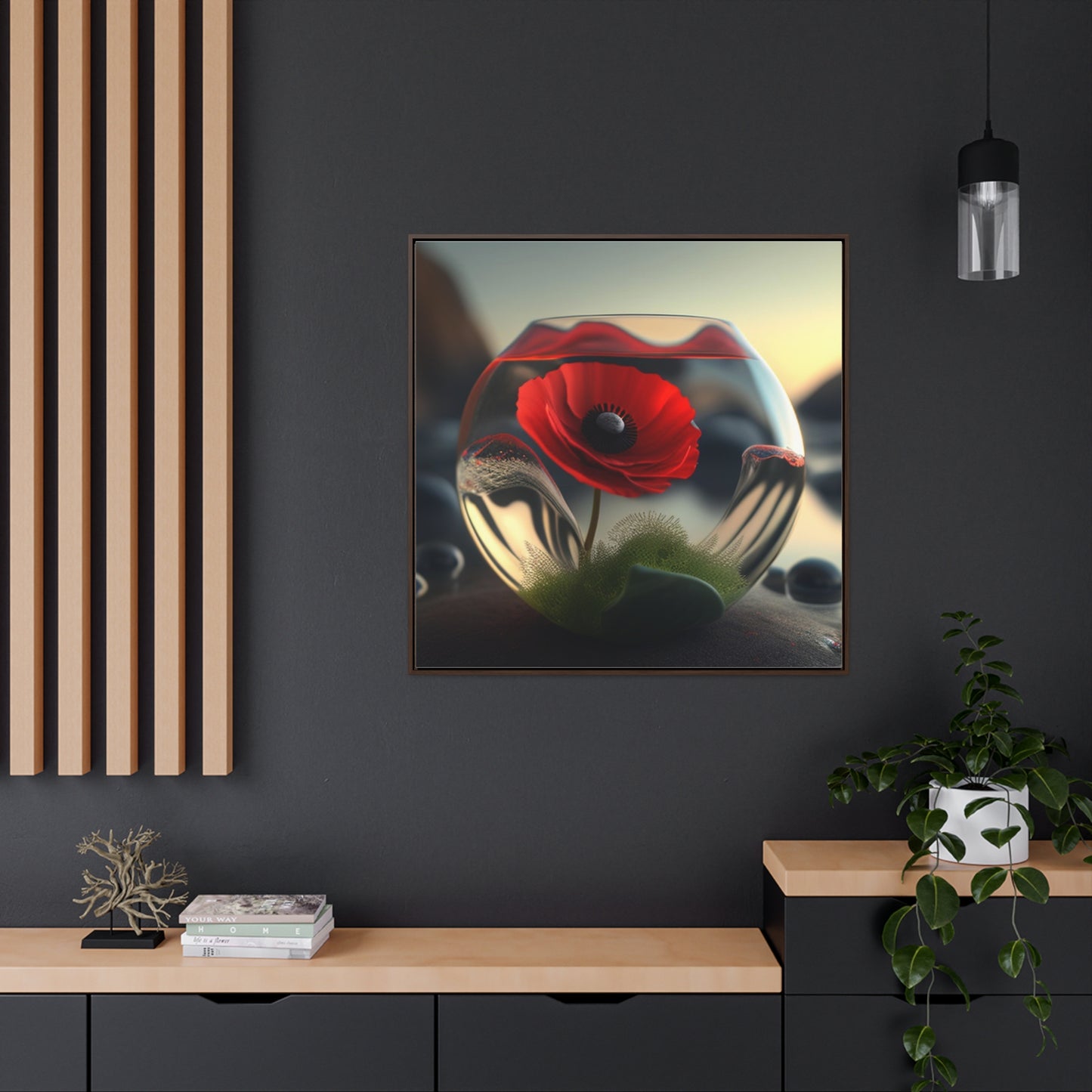 Gallery Canvas Wraps, Square Frame Red Anemone in a Vase 3
