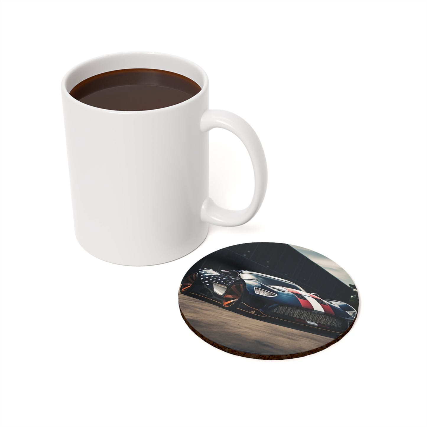 Cork Back Coaster Bugatti Flag American 2